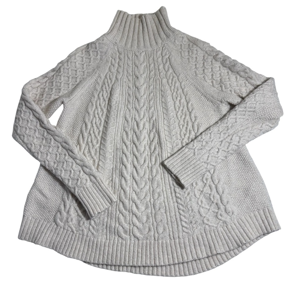 Ann Taylor cream cable knit sweater nylon/wool/alpaca blend women’s small
